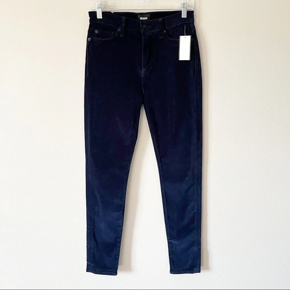 Hudson Jeans NWT Barbara High Waist Super Skinny Ankle Dark Obsidian Velvet 27